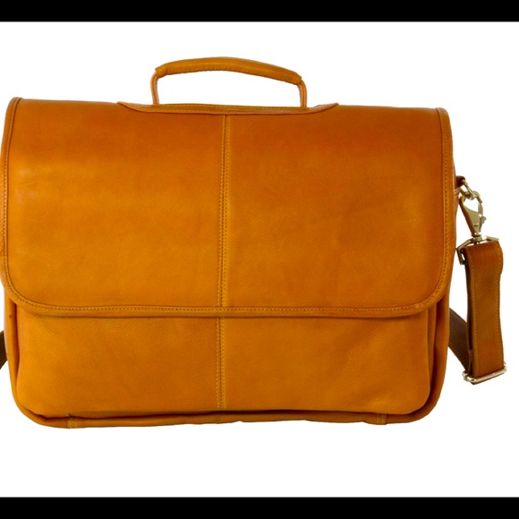 Leather laptop top handle messenger computer business purse bag retails $349 - Picture 1 of 14